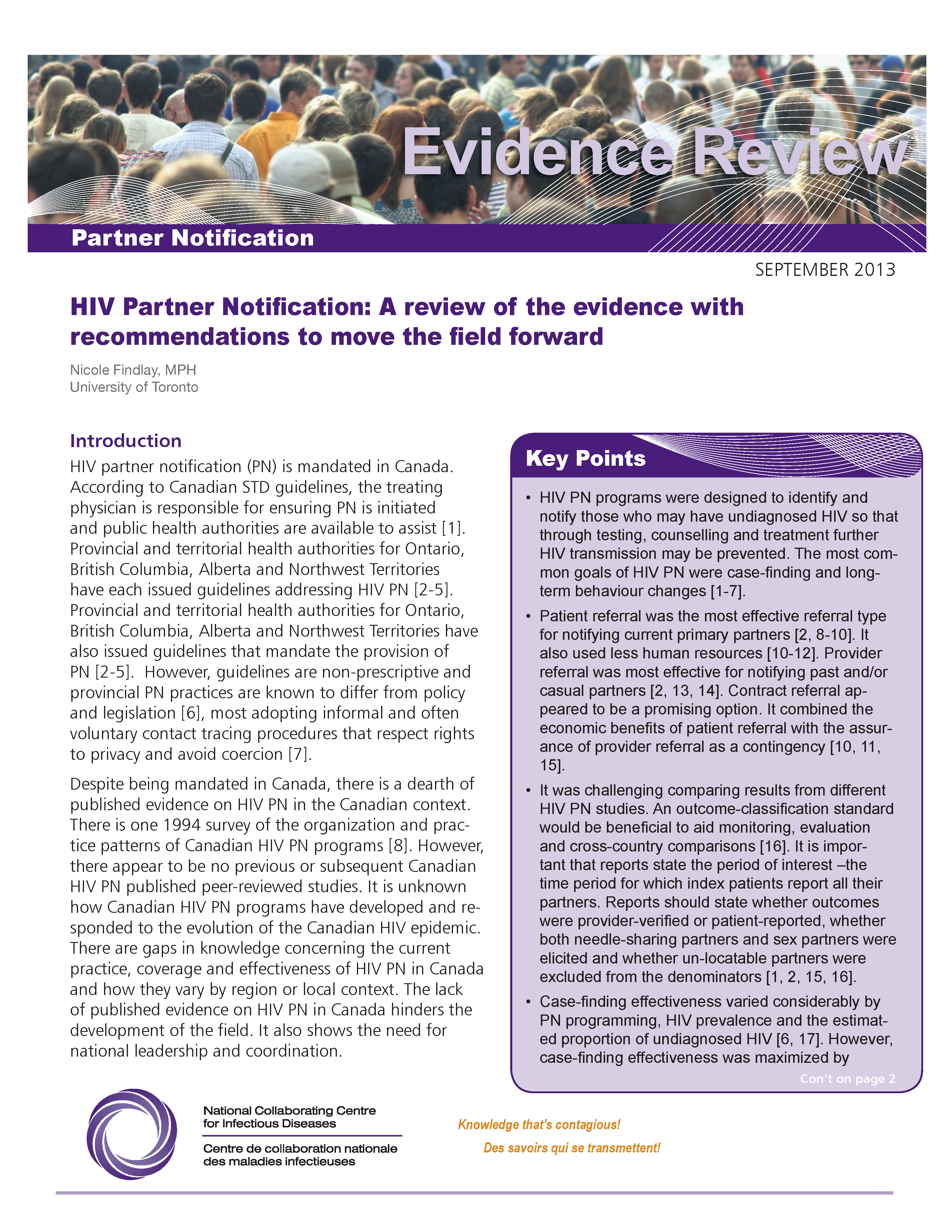 HIV Partner Notification: A review of the evidence with recommendations to move the field forward