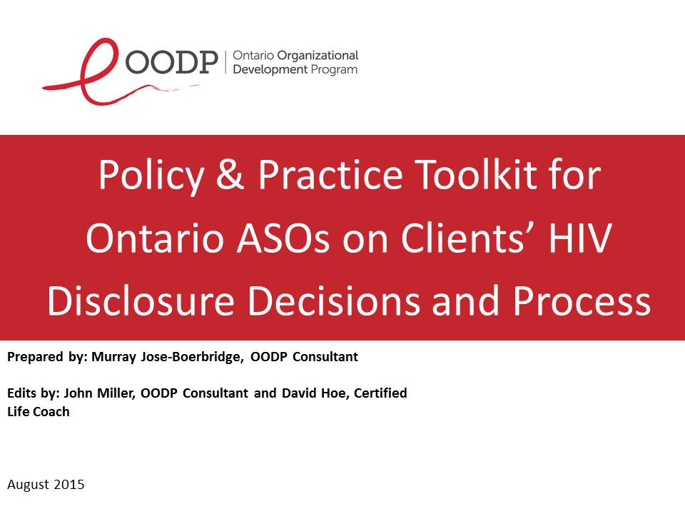 OODP HIV Disclosure Policy Toolkit