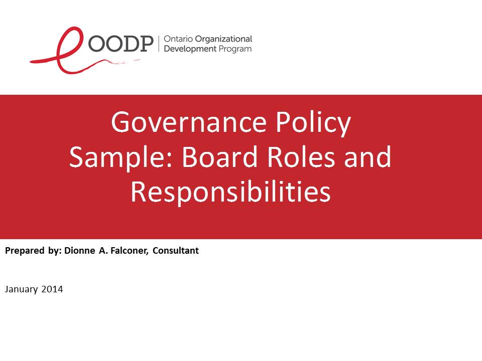 OODP Governance Board Roles and Responsibilities Resource