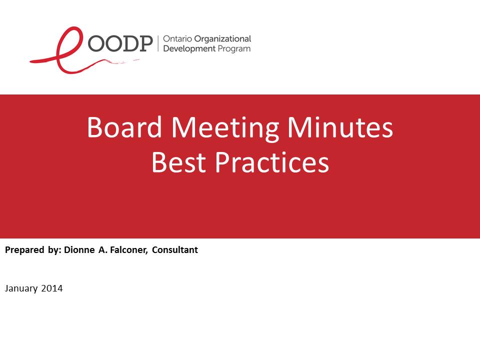 OODP Board Meeting Minutes Best Practices