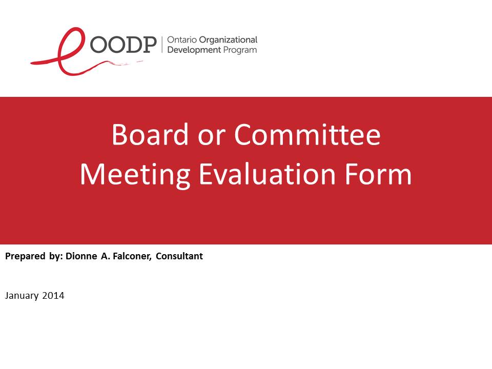 OODP Board or Committee Meeting Evaluation Sample Form