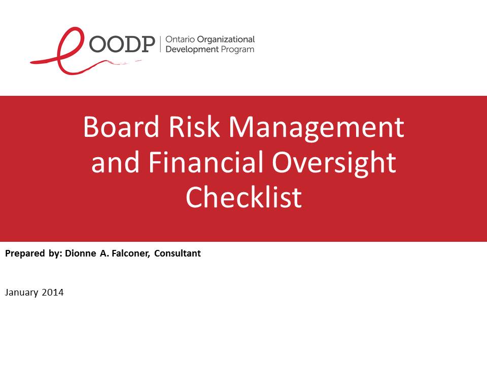 OODP Board Risk Management and Financial Oversight Checklist Sample
