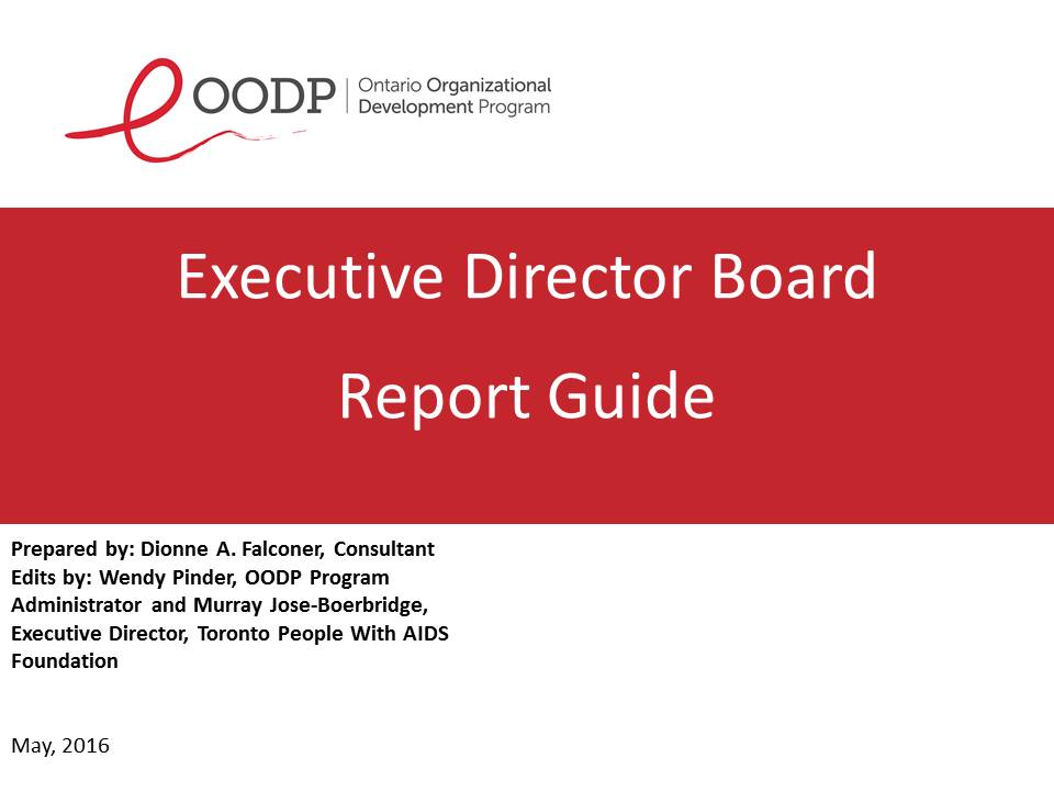 OODP Executive Director Board Report Guide