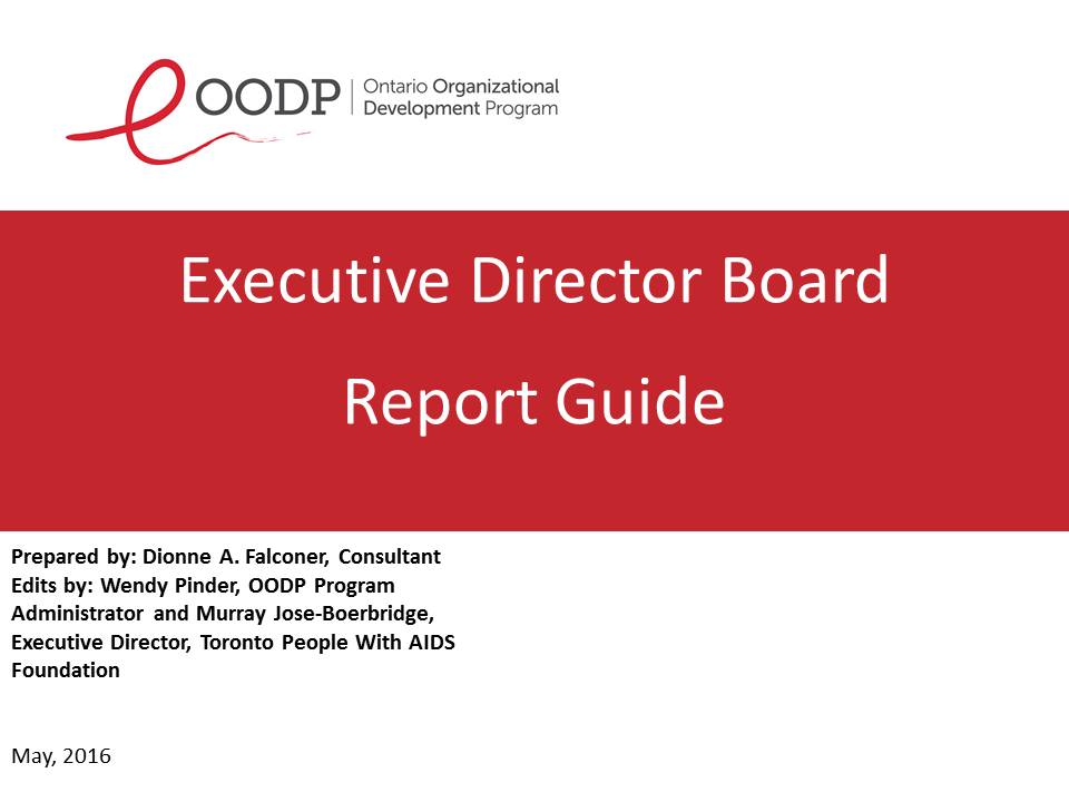 OODP Executive Director Board Report Guide SAGE