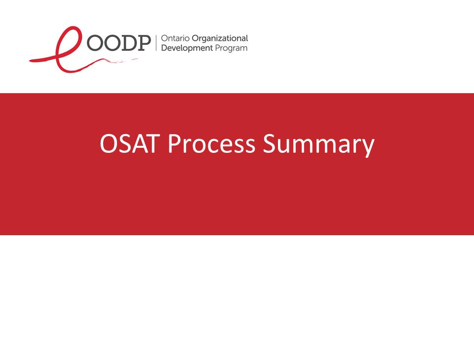 OODP Org-Self-Assessment Tool Process Summary
