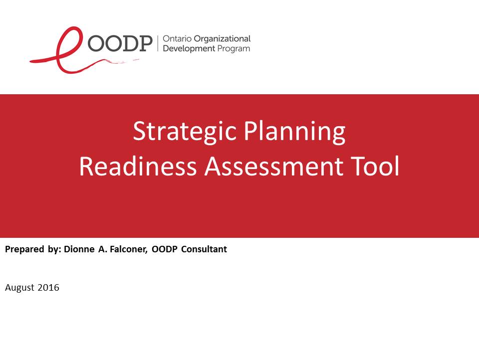 OODP Strategic Planning Readiness Assessment Tool