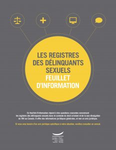 Les Registres des délinquants sexuels: Feuillet d’information